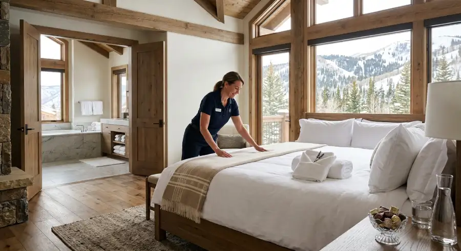 Vacation rental turnover cleaning in a Heber City luxury home.
